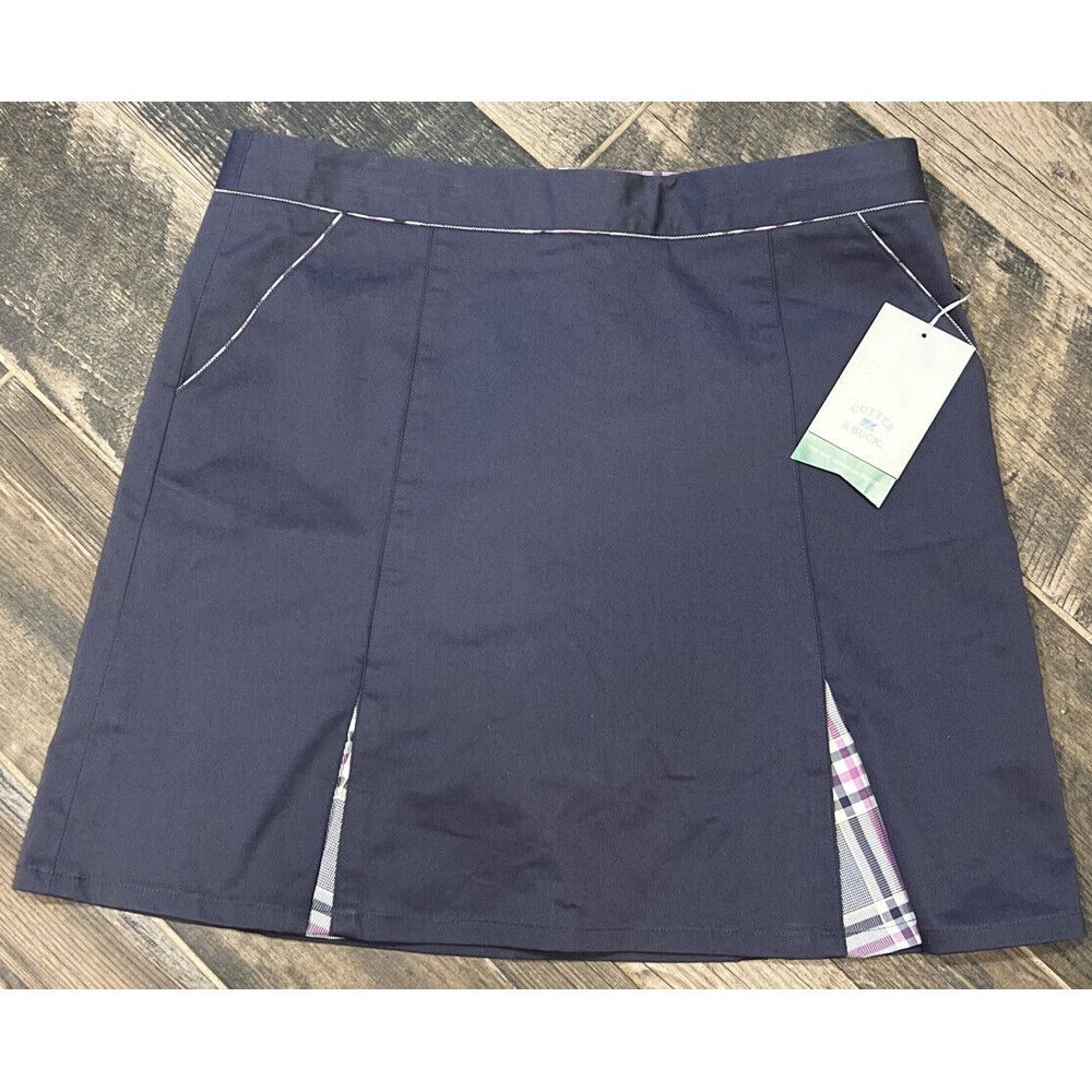 New Cutter & Buck Womens Golf Skort Skirt Solid Plaid Accents Size‎ 8 LCB07059